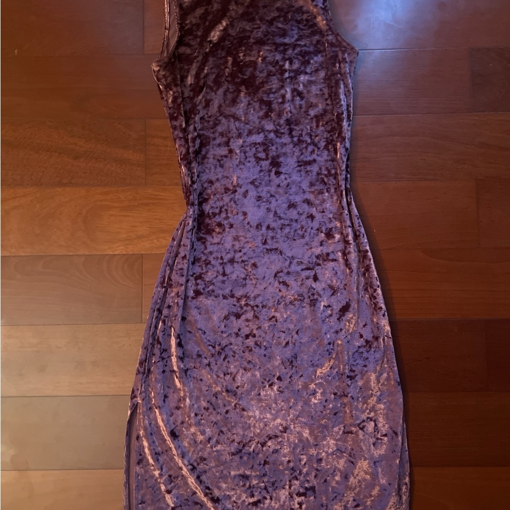Michael Kors Velvet Midi Dress in Deep Purple
